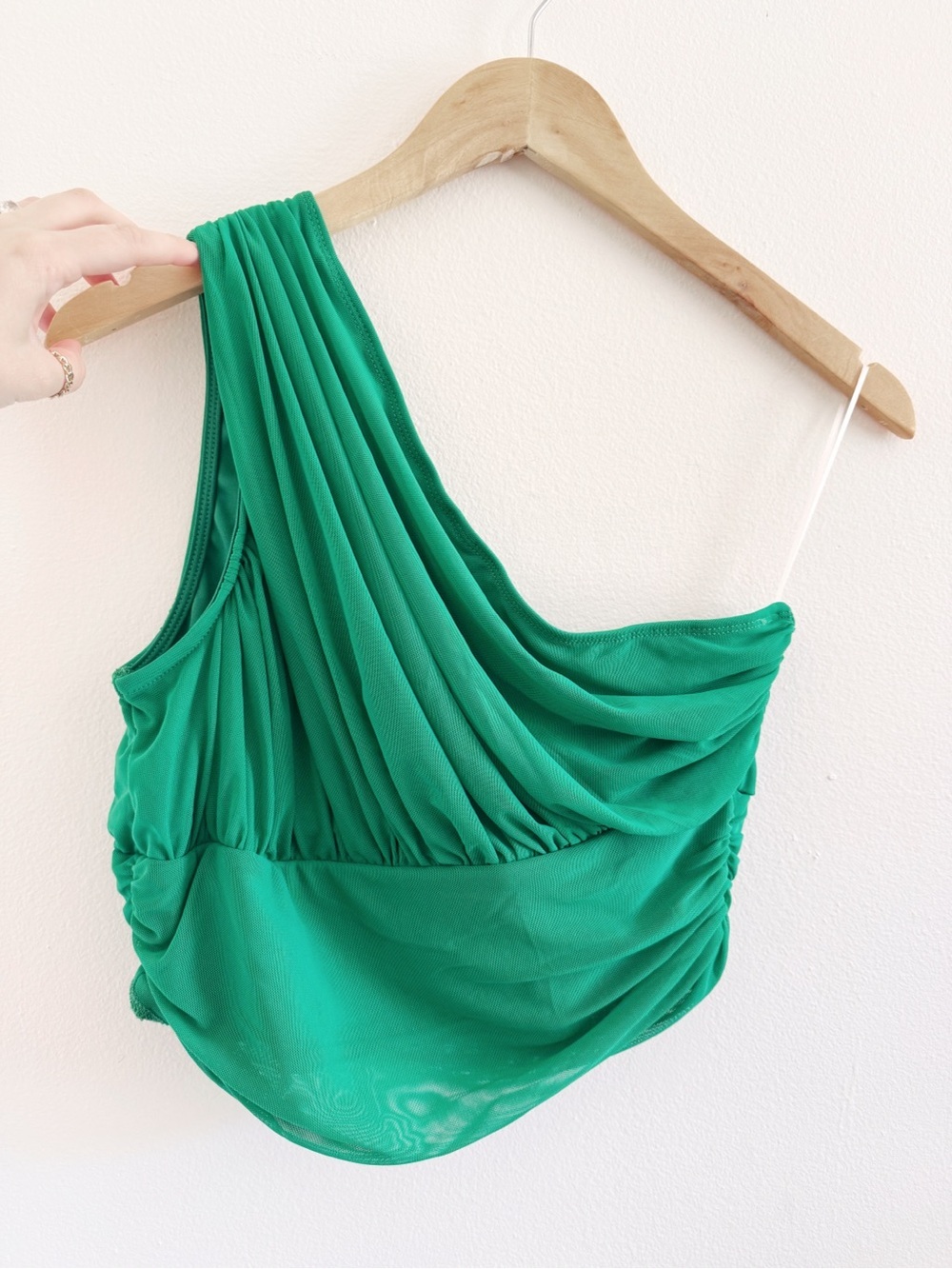 SHEIN Vibrant Green One-Shoulder Twist Top large